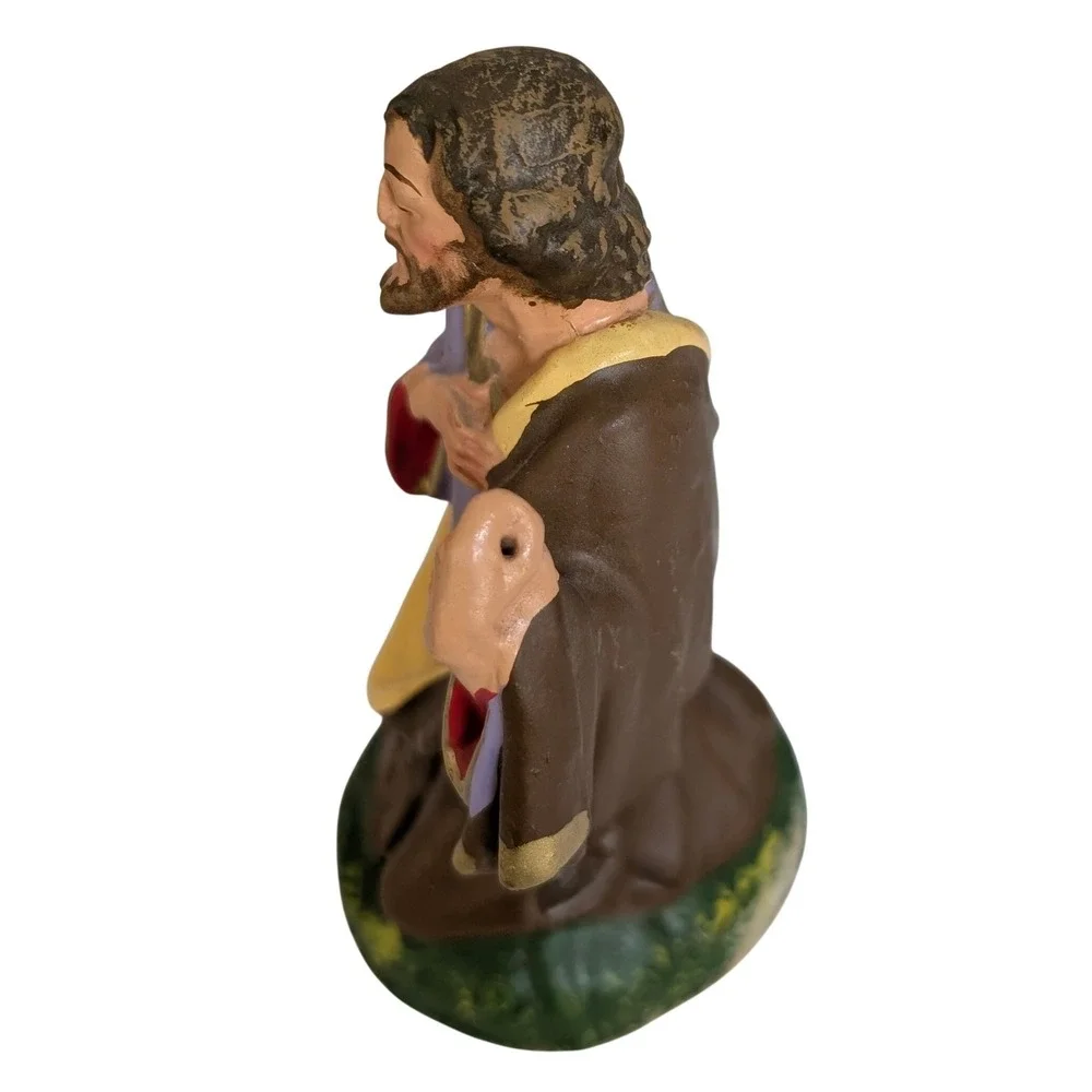 Vintage Nativity Set Hand Painted Paper Mache Italy Creche Stable Manger 14 Pcs